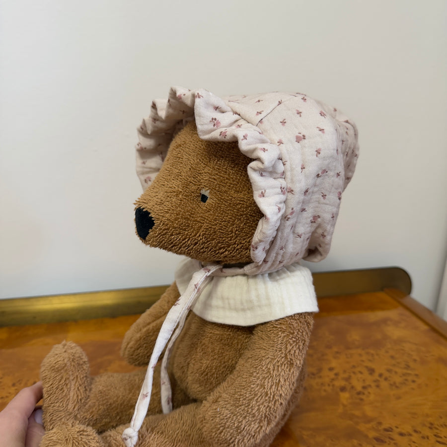 Cappellino in Mussolina di Cotone con Microfiorellini e Ruches