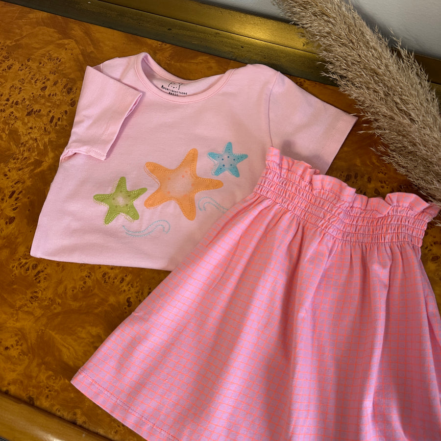T-shirt in jersey di cotone stelle marine