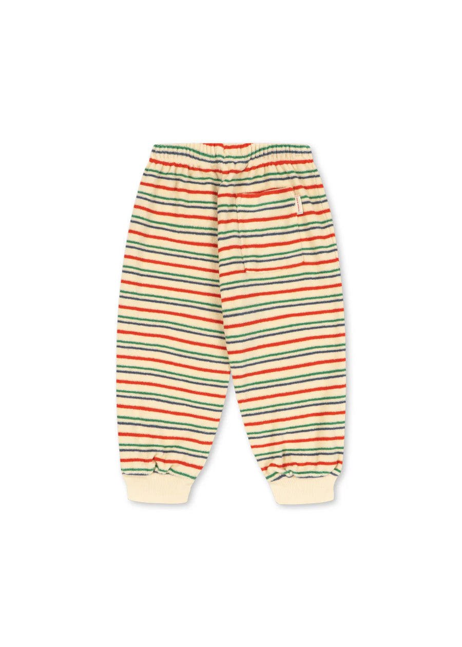 Pantalone tuta in cotone organico a righe multicolor