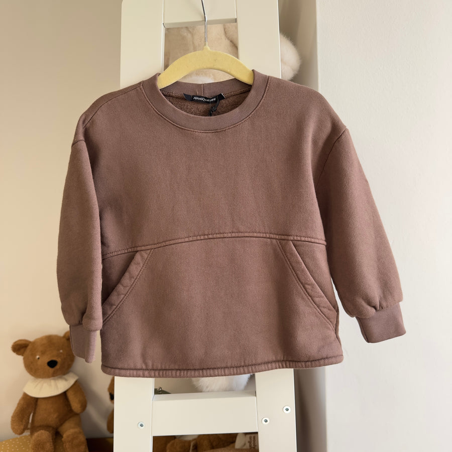 Felpa in cotone mocha mousse con tasche frontali