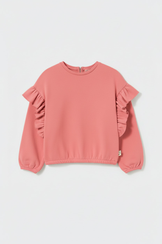 Felpa morbida con rouches - rose