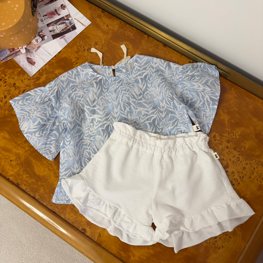 Blusa a scatoletta con ruches su maniche e fondo – design fluido e raffinato