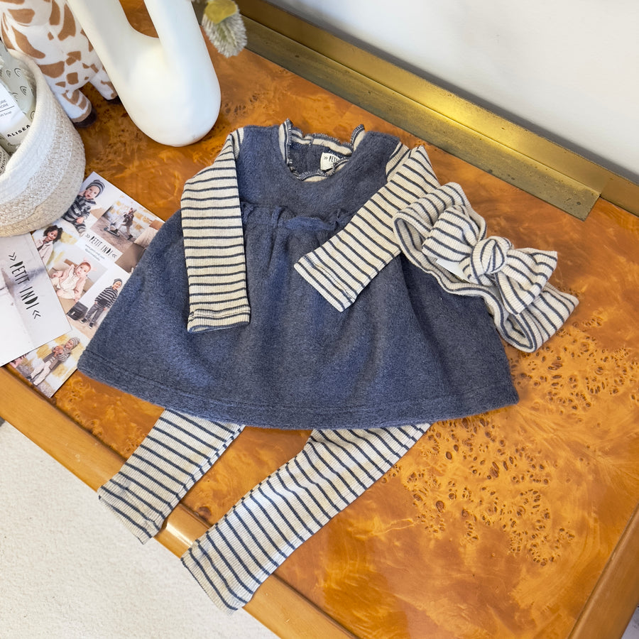 Set - abito morbidissimo blu avio e leggings coordinati – Libertà di movimento