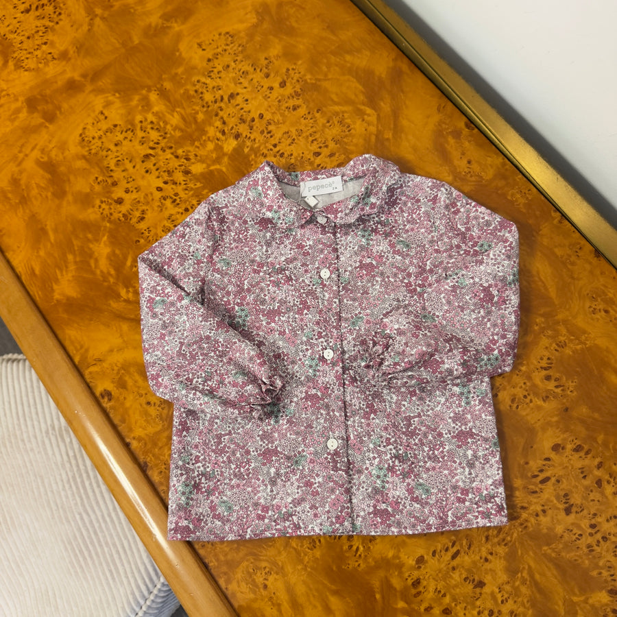 Camicia in Cotone a Millefiori -Rosa e Malva