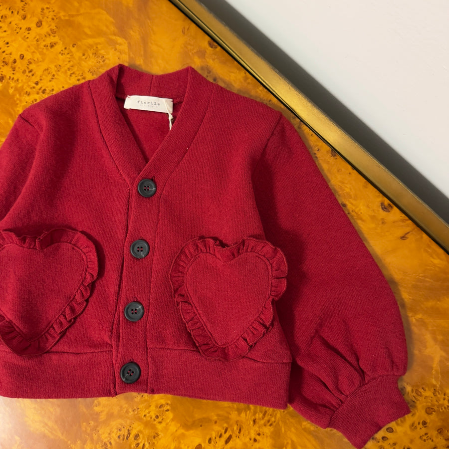 Cardigan con Tasche a Cuore in Caldo Cotone -Amarena