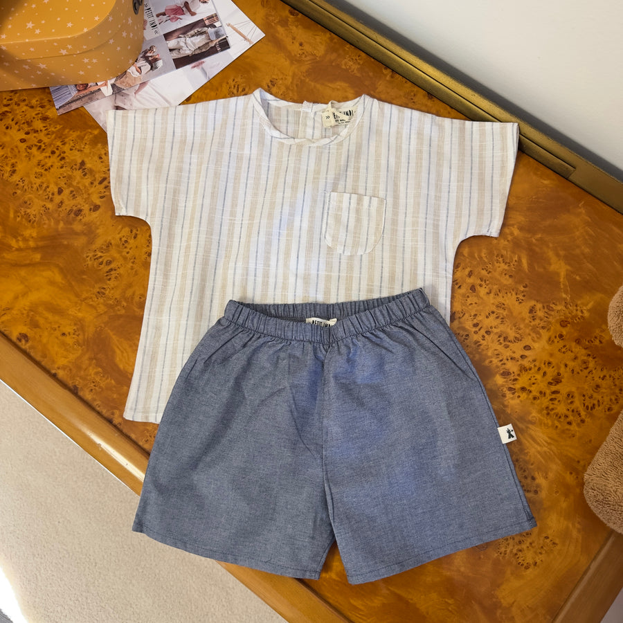 Set Polo e Pantaloncino in Chambray Denim – Look Completo, Versatile e Facile
