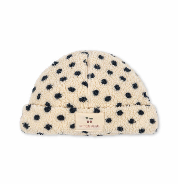Cappellino in pile teddy con pois