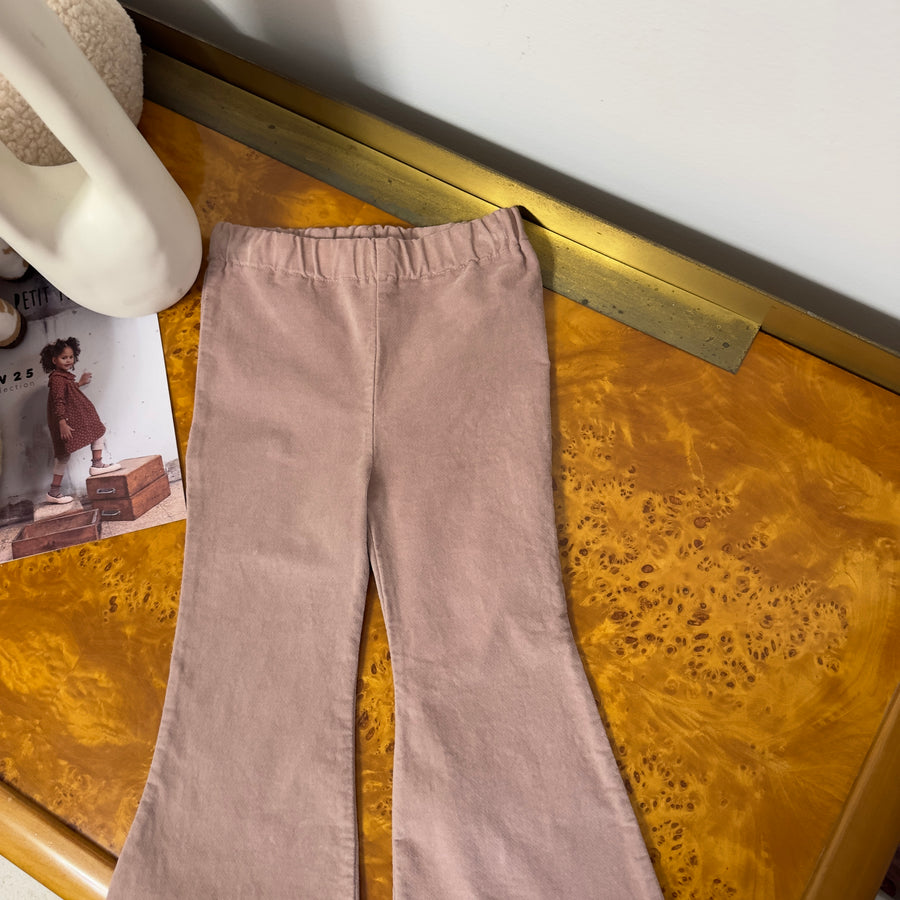Pantalone trombetta in micro velluto – cameo rose – morbidissimo ed elasticizzato