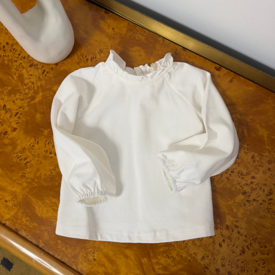 Blusa con il collo arricciato latte