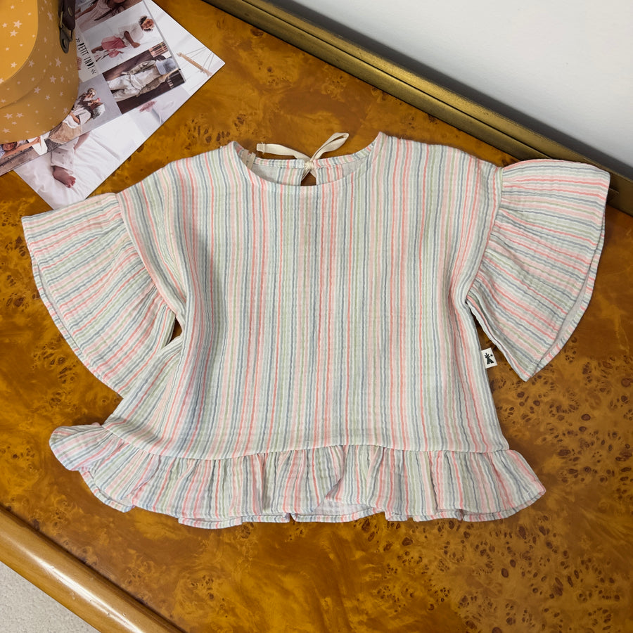 Blusa a scatoletta con ruches su maniche e fondo – design fluido e raffinato-arcobaleno