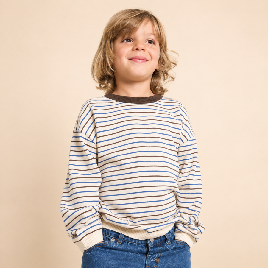 Maglione Storm a righe – Cream-Mosswood