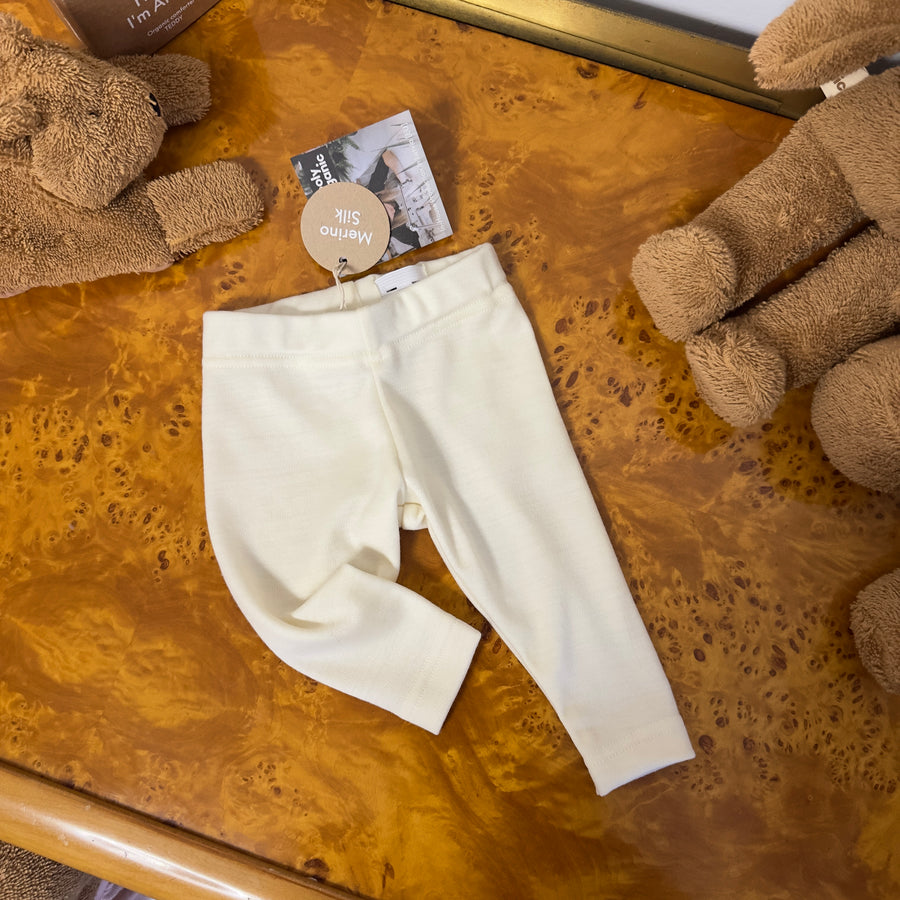 Leggings ecru in Lana Merino e Seta – Morbidi e Termoregolanti