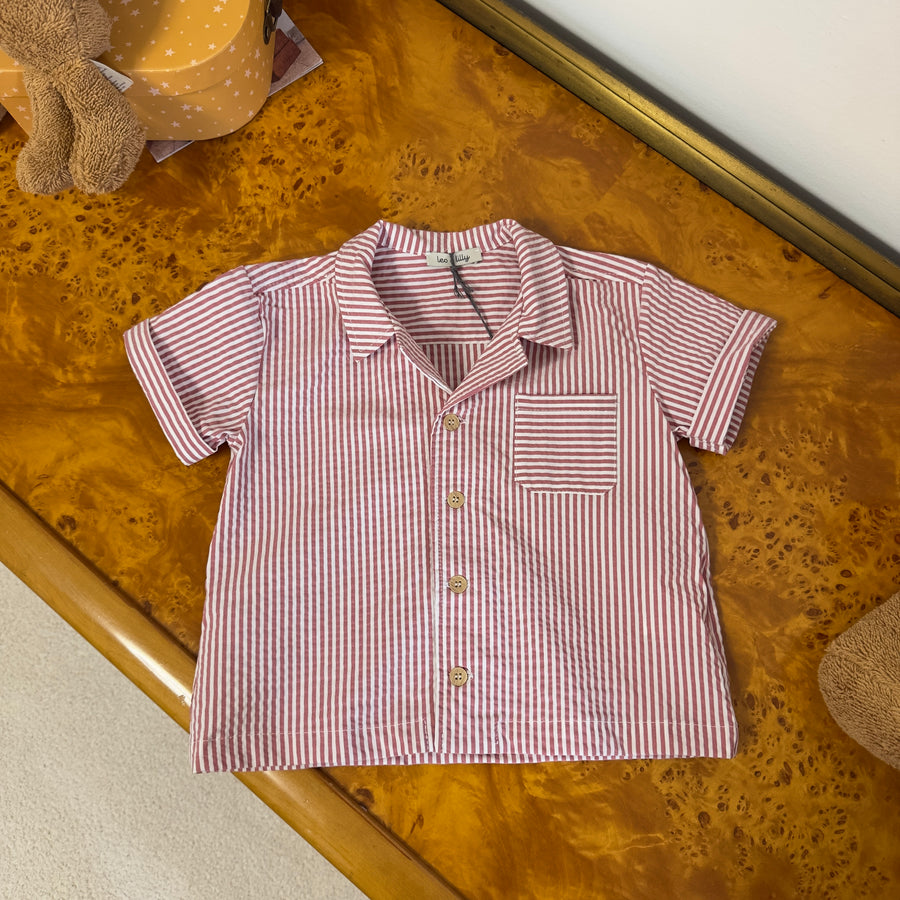 Camicia in seersucker a Manica Corta Colore Mosto su Latte | Versatile e Pratica