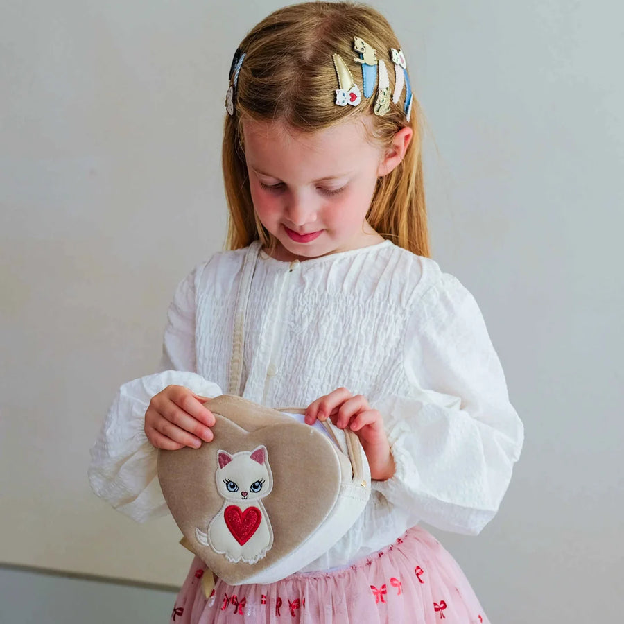 Borsetta a cuore Kitty in velluto – Beige