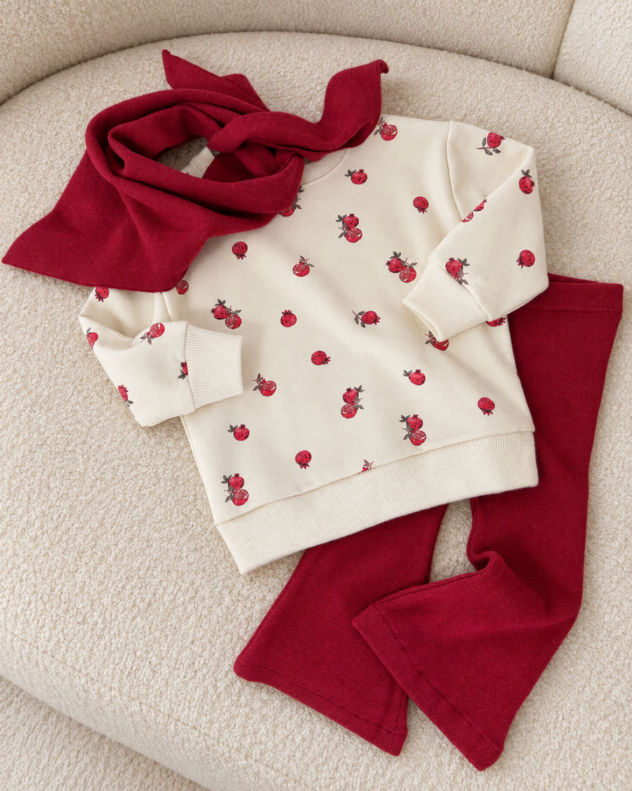 Felpa in cotone Bio con melograni – Avorio