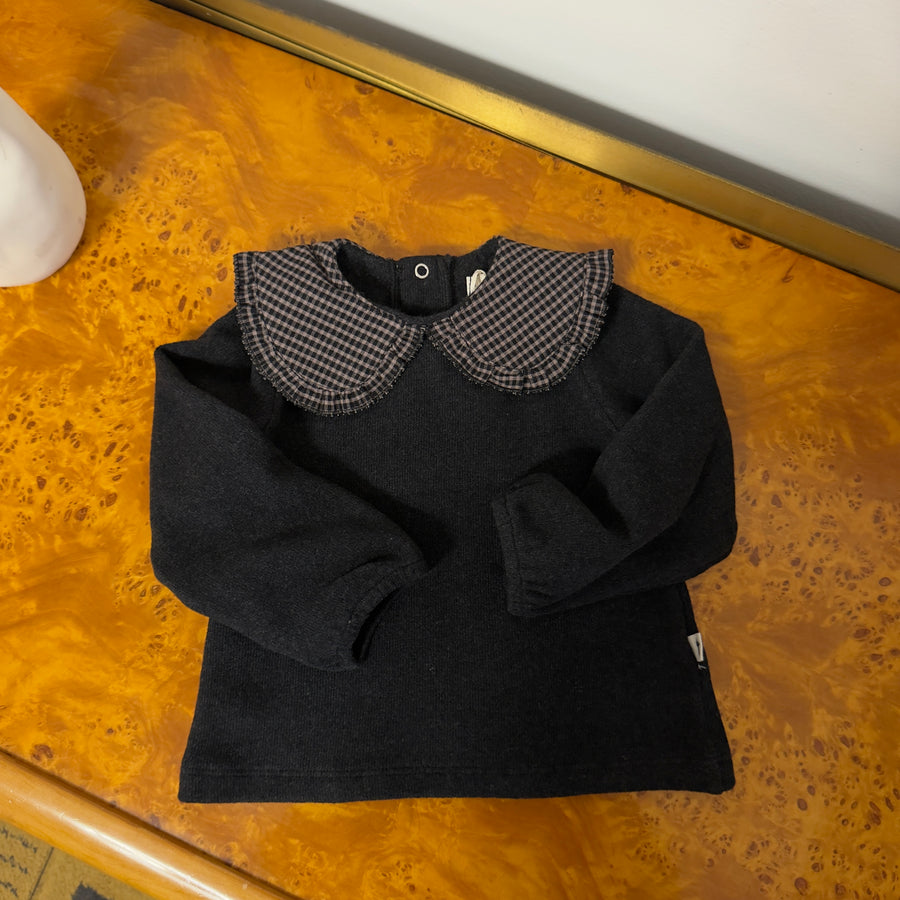 Maglia antracite con colletto Vichy