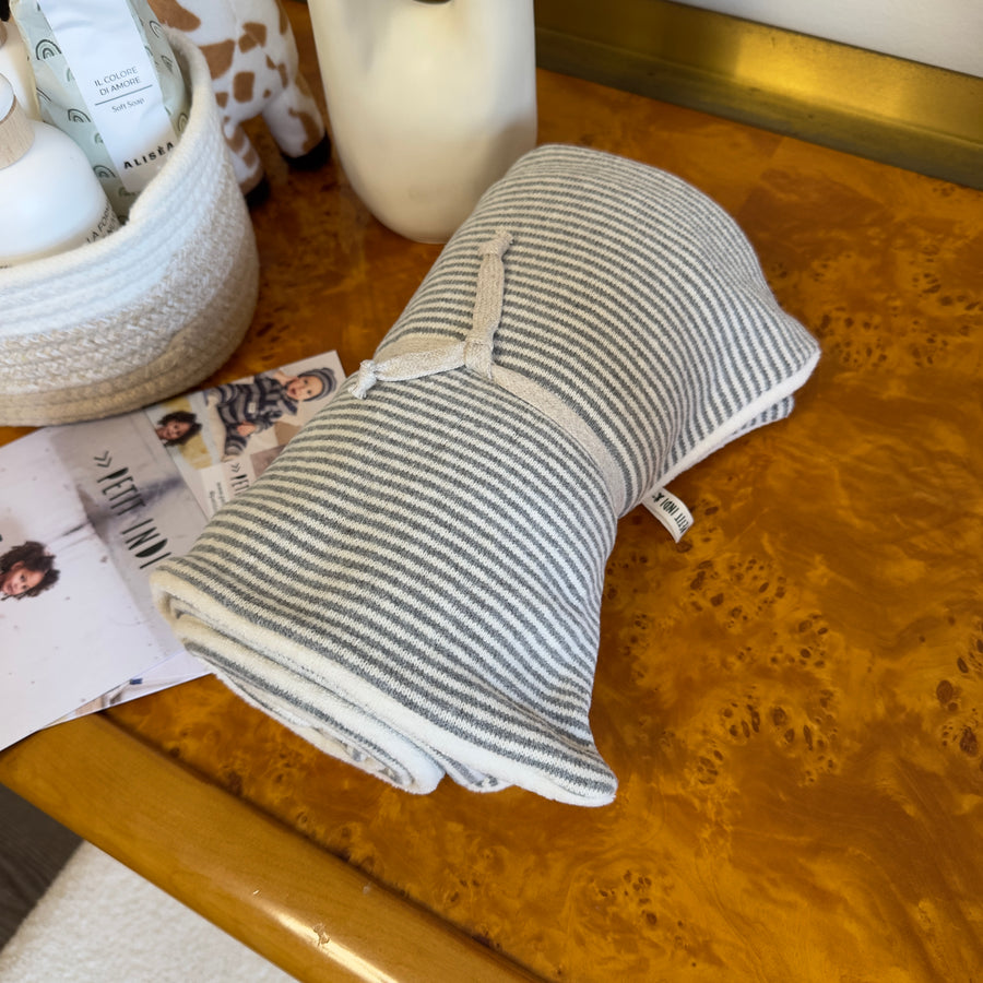 Coperta Reversibile in caldo cotone millerighe cenere e latte – Lato Spugna Morbidissima