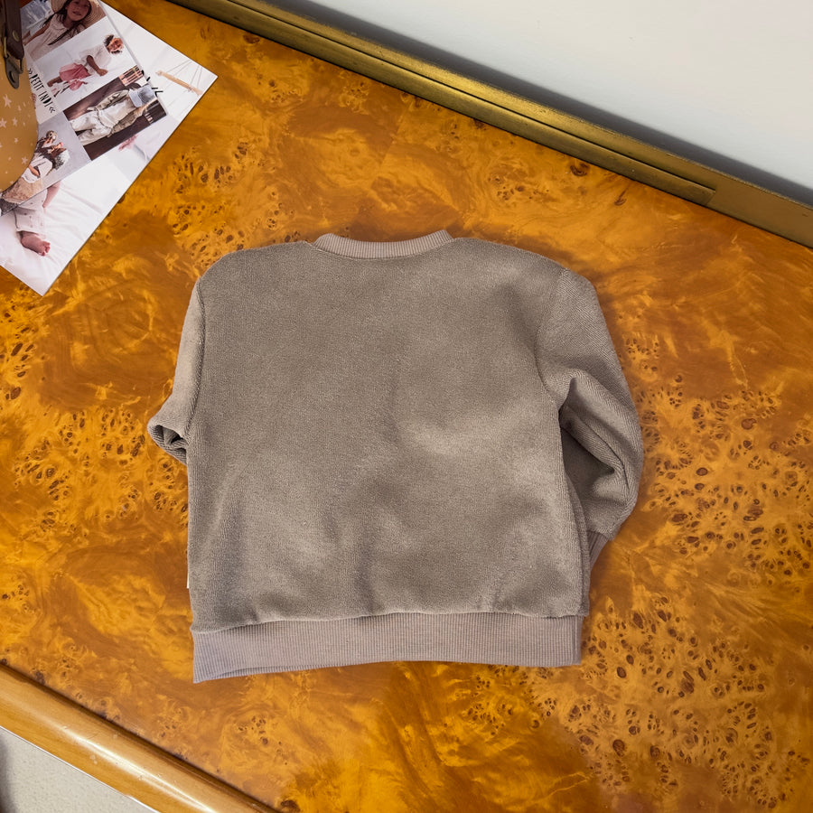 Felpa in Spugna di Cotone Organico con Cagnolino 3D – Taupe