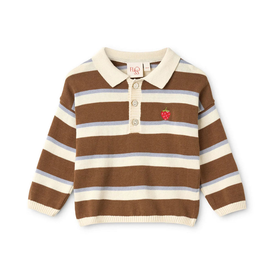 Elias Polo Sweater in Cotone a Righe -Coffee/Air Stripe