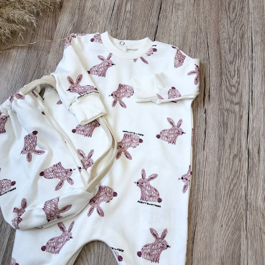 Tutina in cotone con coniglietti - design esclusivo Aventiquattrore