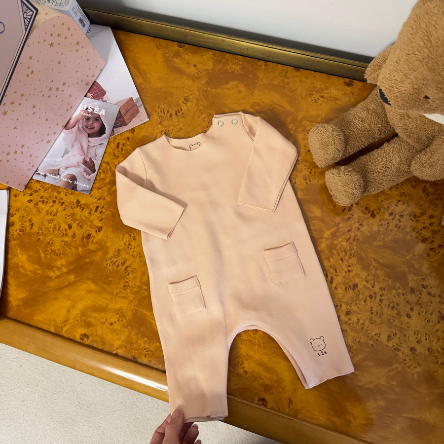 Tutina in jersey di cotone con tasche pesca - perfetta per ogni stagione