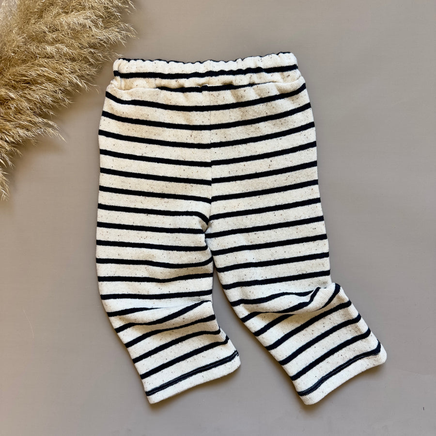 Pantalone in caldo cotone riga carbone e avorio- morbidezza assoluta