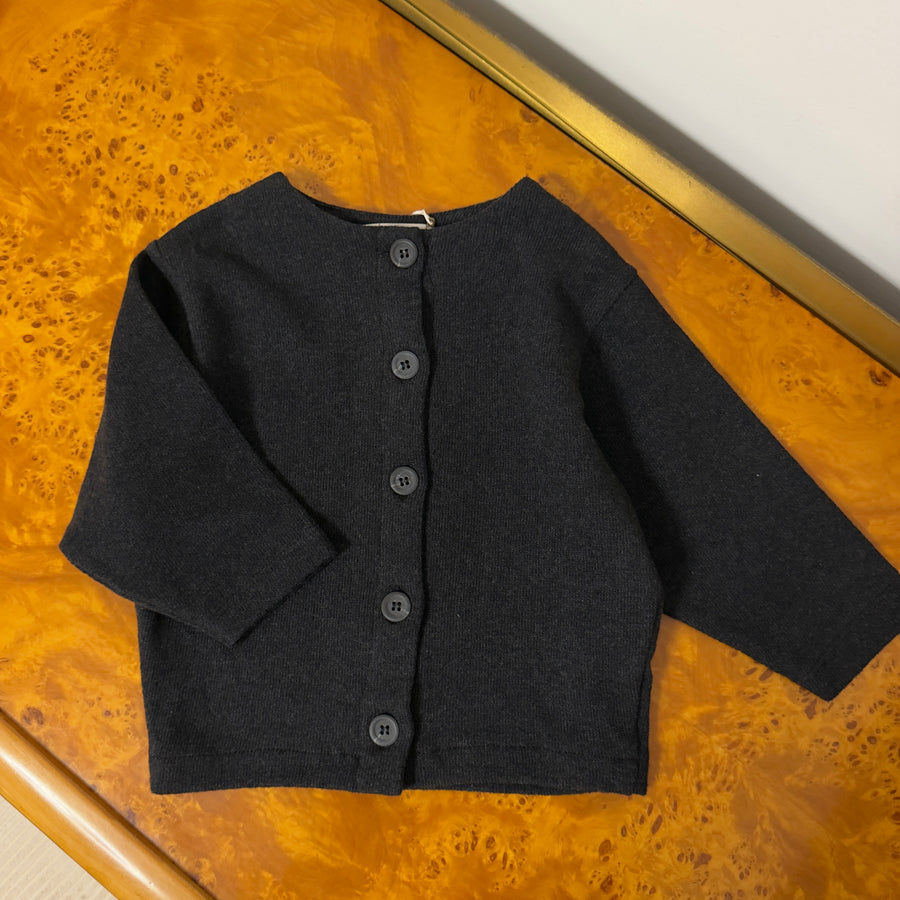 Cardigan in Caldo Cotone -Carbone