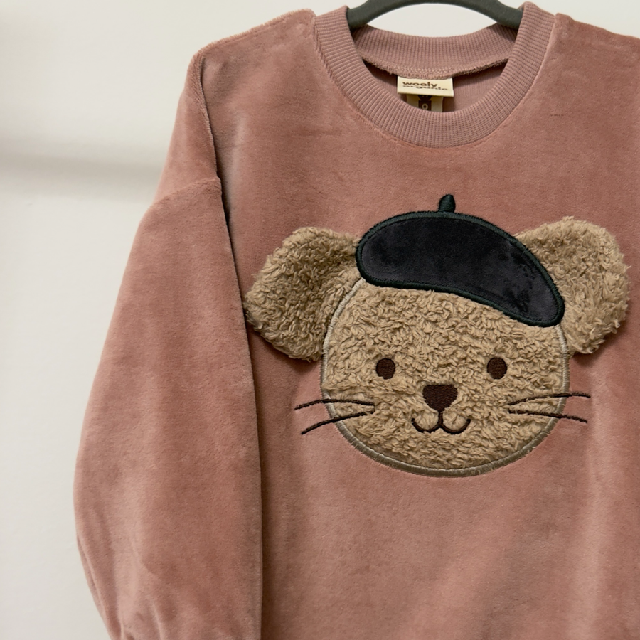 Maglia in cotone organico rosewood con topolino 3D