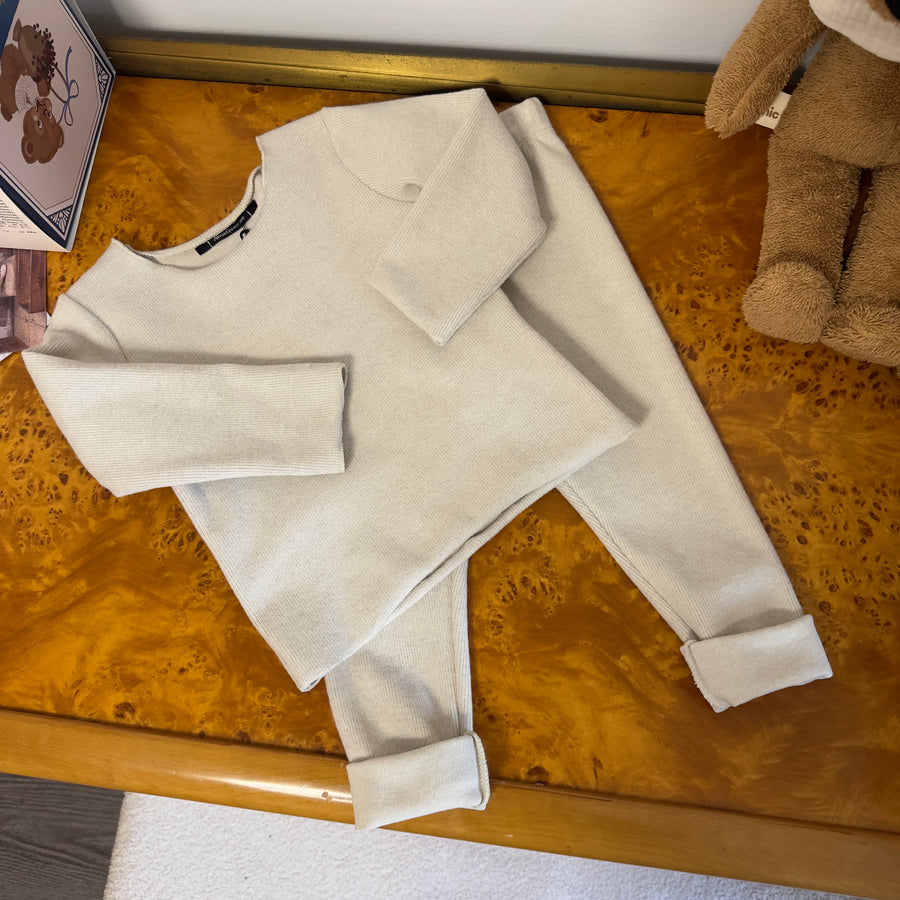 Leggings in caldo cotone a costina -stucco