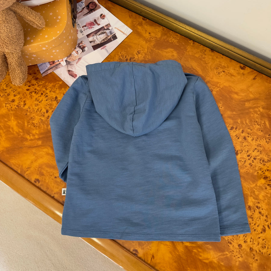 Felpa con cappuccio in cotone organico blu avio