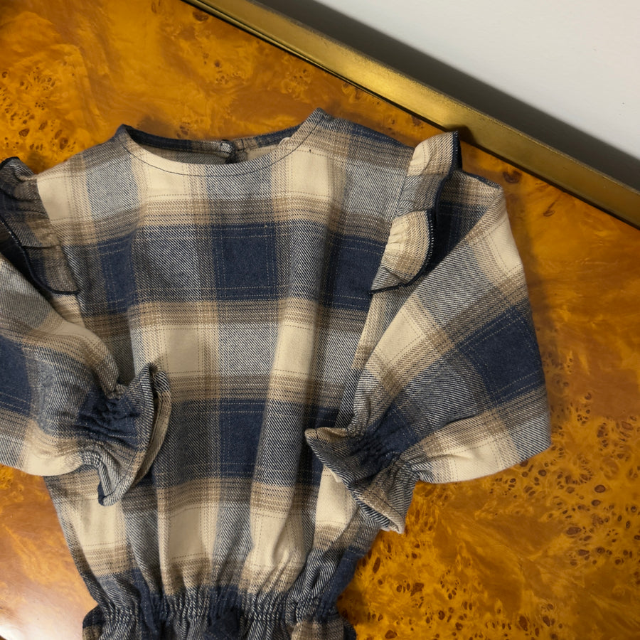 Blusa a quadri navy e avena