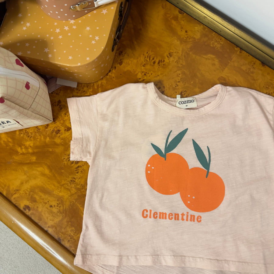 T-shirt syra in cotone fiammato con stampa clementine