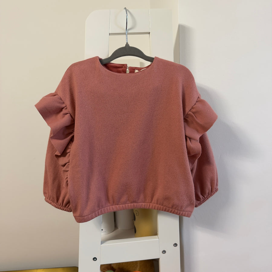 Felpa morbida con rouches - rose