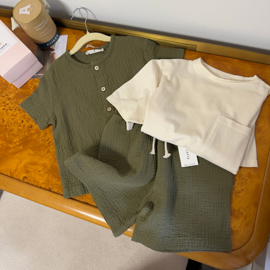 T-shirt over in jersey di cotone morbidissimo con tasca - avorio