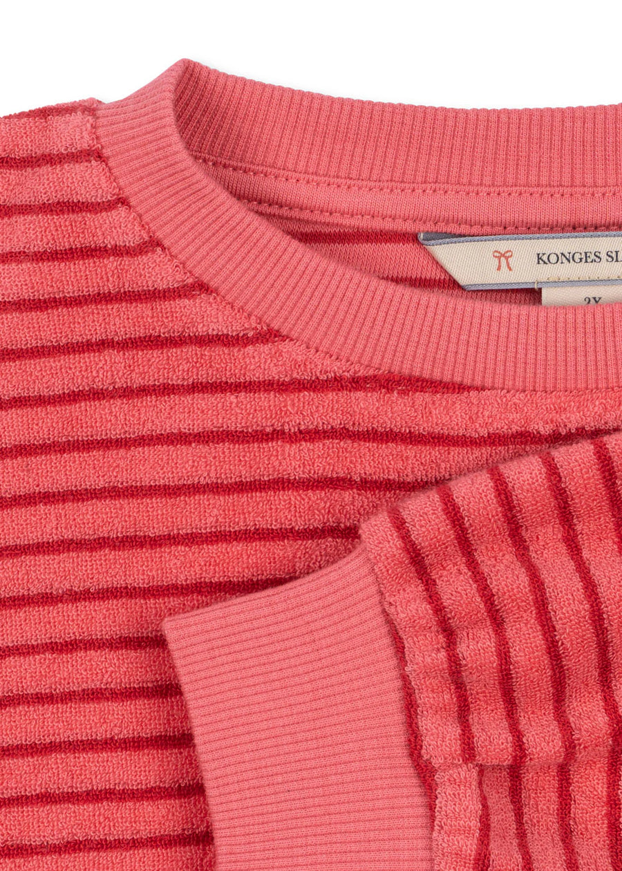 Felpa in cotone organico a righe rosa