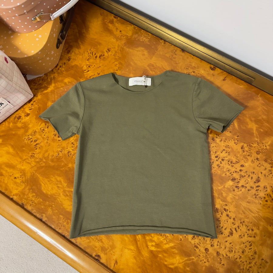 T-shirt basic in jersey di cotone - taglio vivo - foresta
