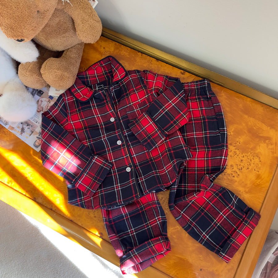 Set pigiama scozzese in flanella di cotone KID