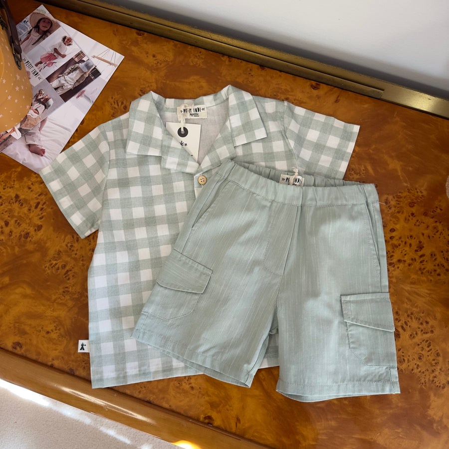 Pantaloncino cargo in morbidissimo cotone - salvia