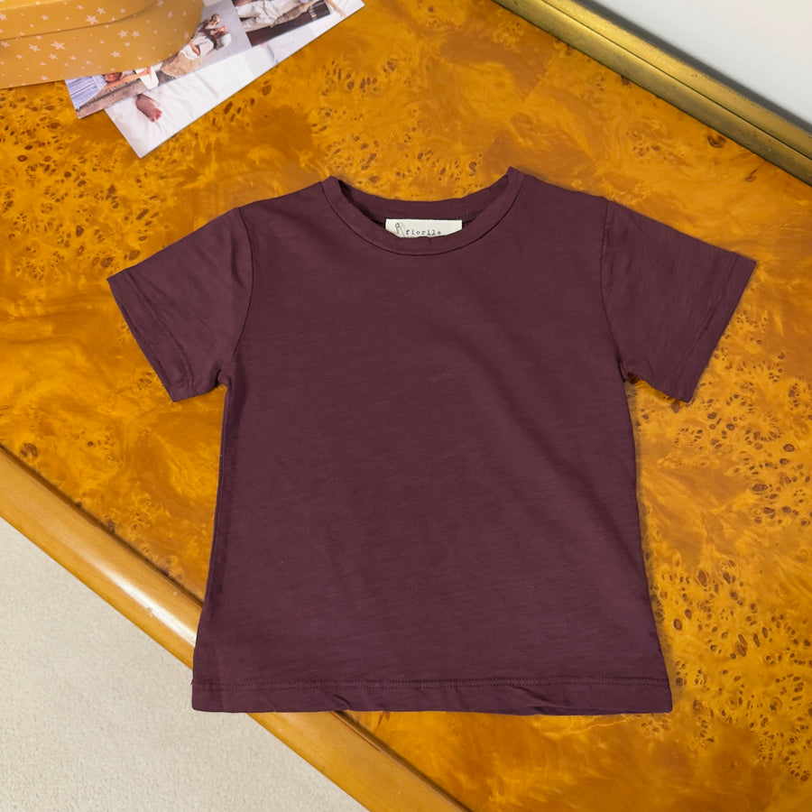 T-shirt basic borgogna in cotone fiammato morbidissimo- essenziale
