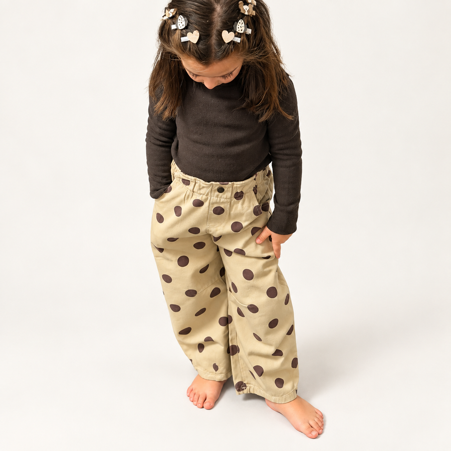 Pantaloni in twill a pois