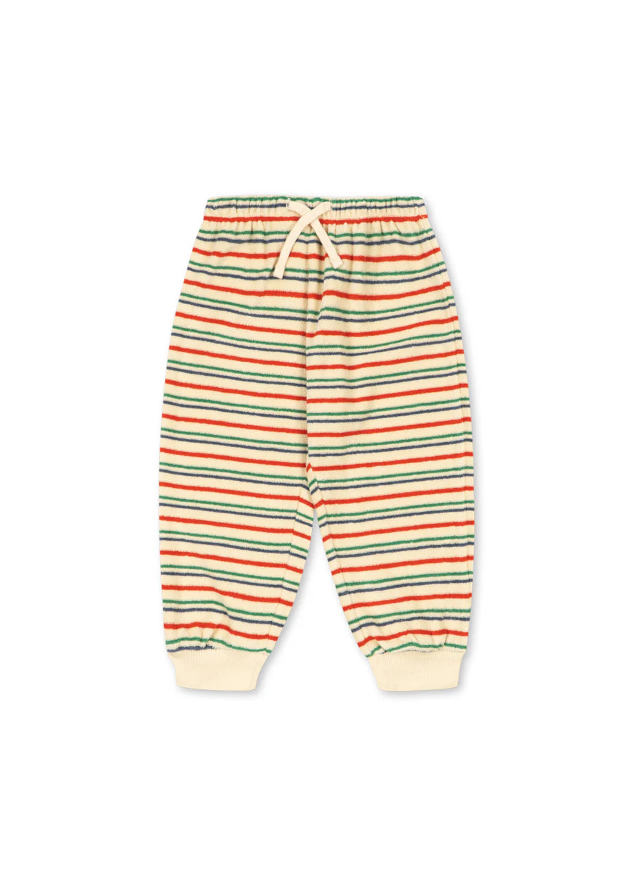Pantalone tuta in cotone organico a righe multicolor
