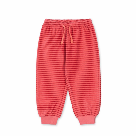 Pantalone tuta in cotone organico a righe rosa