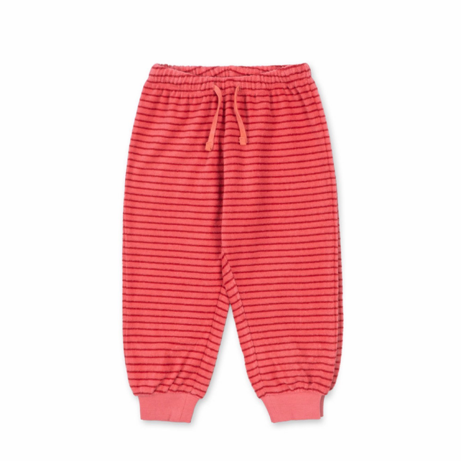 Pantalone tuta in cotone organico a righe rosa