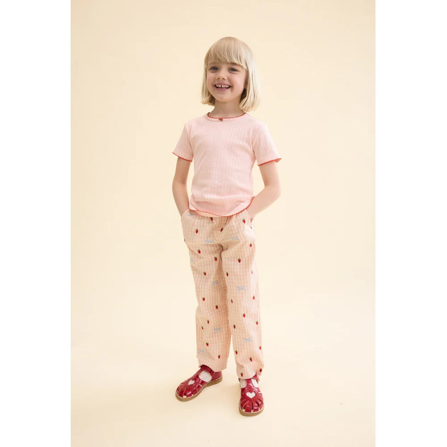 Liva Pointelle T-Shirt Traforata Soft Rose con Rosellina
