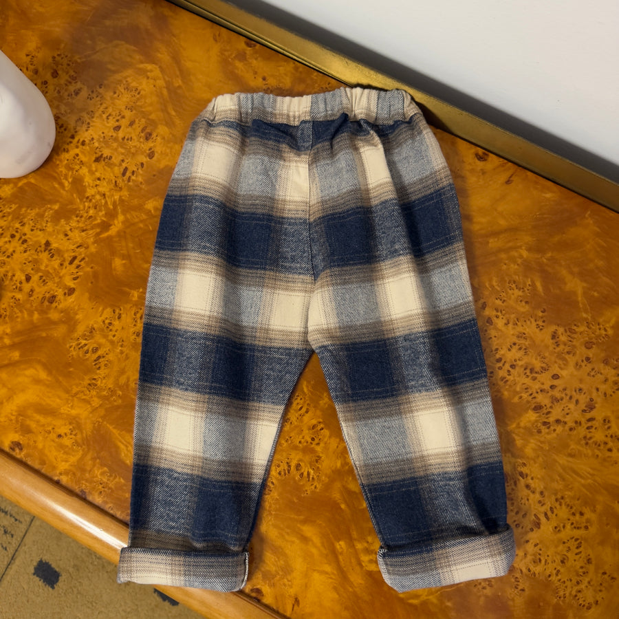 Pantalone a quadri navy e avena
