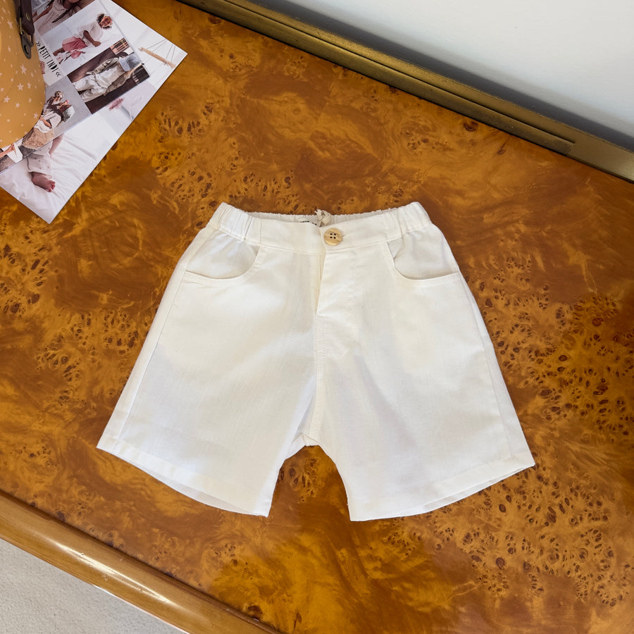 Pantaloncino in cotone con vita elasticata color avorio