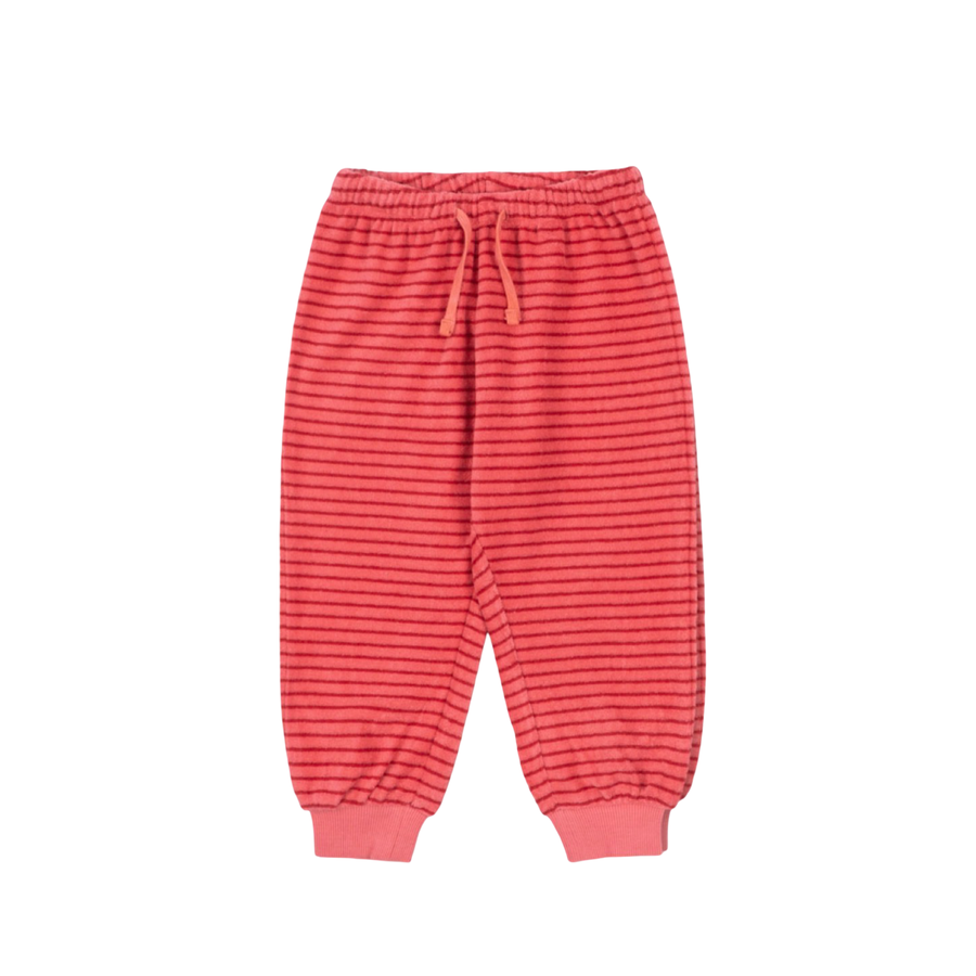 Pantalone tuta in cotone organico a righe rosa