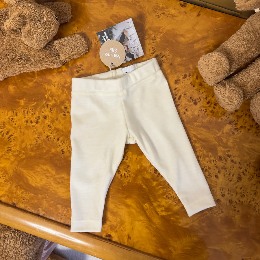 Leggings ecru in Lana Merino e Seta – Morbidi e Termoregolanti