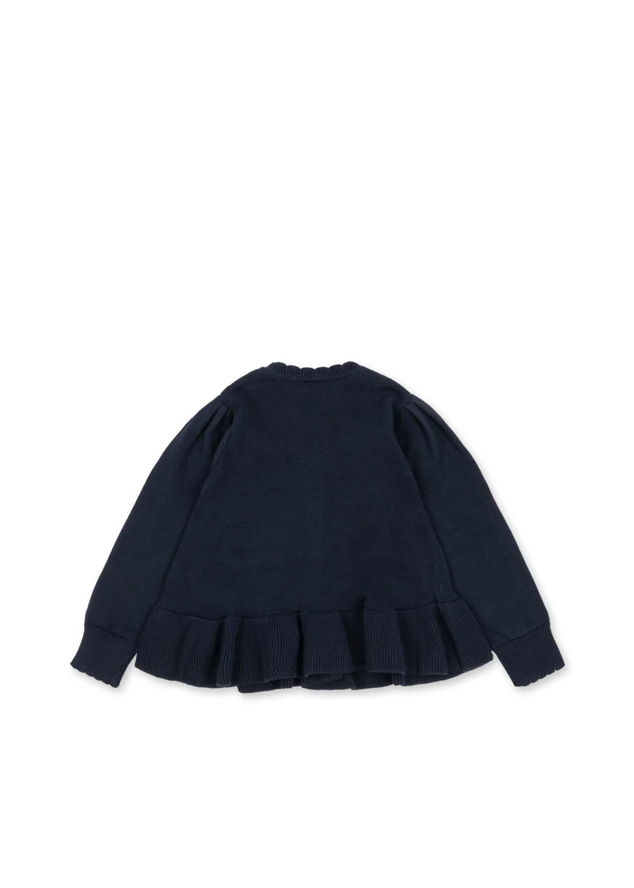 Cardigan soleil a Maglia con Maniche a Palloncino in Cotone Biologico