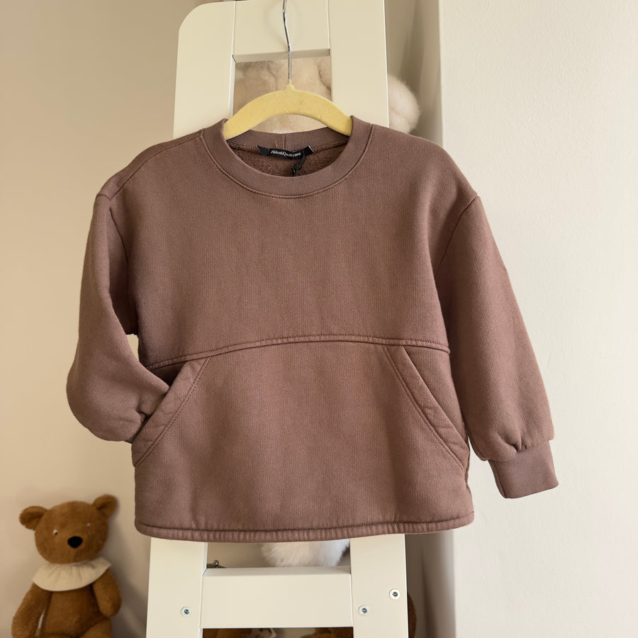 Felpa in cotone mocha mousse con tasche frontali